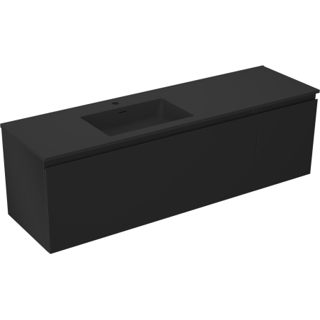Mexen Orio meuble de salle de bain 160 cm avec lavabo Otis à gauche, 1S, 1D, noir mat - 91A13-16047-3-BBFF71-W18L71