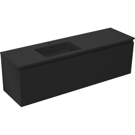 Mexen Orio meuble de salle de bain 160 cm avec lavabo Otis gauche, 1S, 1D, noir mat - 91A13-16047-3-BBFF71-W18L71