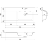 Mexen Orio meuble de salle de bains 90 cm avec lavabo Otis à droite, 1S, 1D, blanc brillant - 91A13-09047-3-BBFF00-W18P00