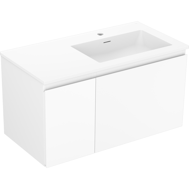 Mexen Orio armoire de salle de bain 90 cm avec lavabo Otis droit, 1S, 1D, blanc mat - 91A13-09047-3-BBFF01-W18P01