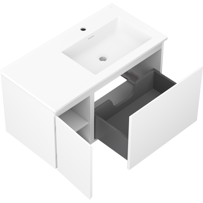 Mexen Orio armoire de salle de bain 90 cm avec lavabo Otis droit, 1S, 1D, blanc mat - 91A13-09047-3-BBFF01-W18P01