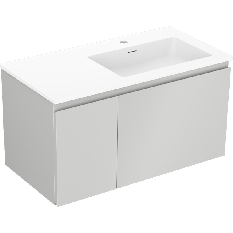 Mexen Orio armoire de salle de bain 90 cm avec lavabo Otis droit, 1S, 1D, gris mat/blanc mat - 91A13-09047-3-BBFF62-W18P01