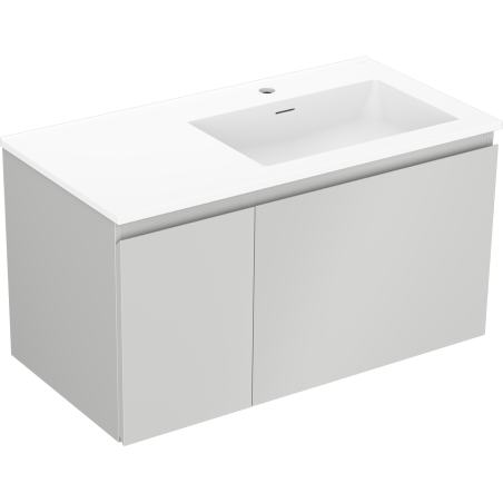 Mexen Orio armoire de salle de bain 90 cm avec lavabo Otis droit, 1S, 1D, gris mat/blanc mat - 91A13-09047-3-BBFF62-W18P01