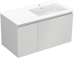 Mexen Orio armoire de salle de bain 90 cm avec lavabo Otis droit, 1S, 1D, gris mat/blanc mat - 91A13-09047-3-BBFF62-W18P01