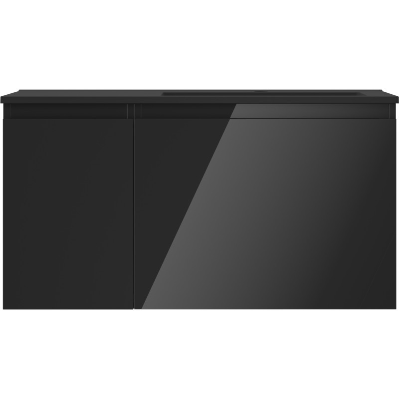 Mexen Orio armoire de salle de bain 90 cm avec lavabo Otis à droite, 1S, 1D, noir brillant/noir mat