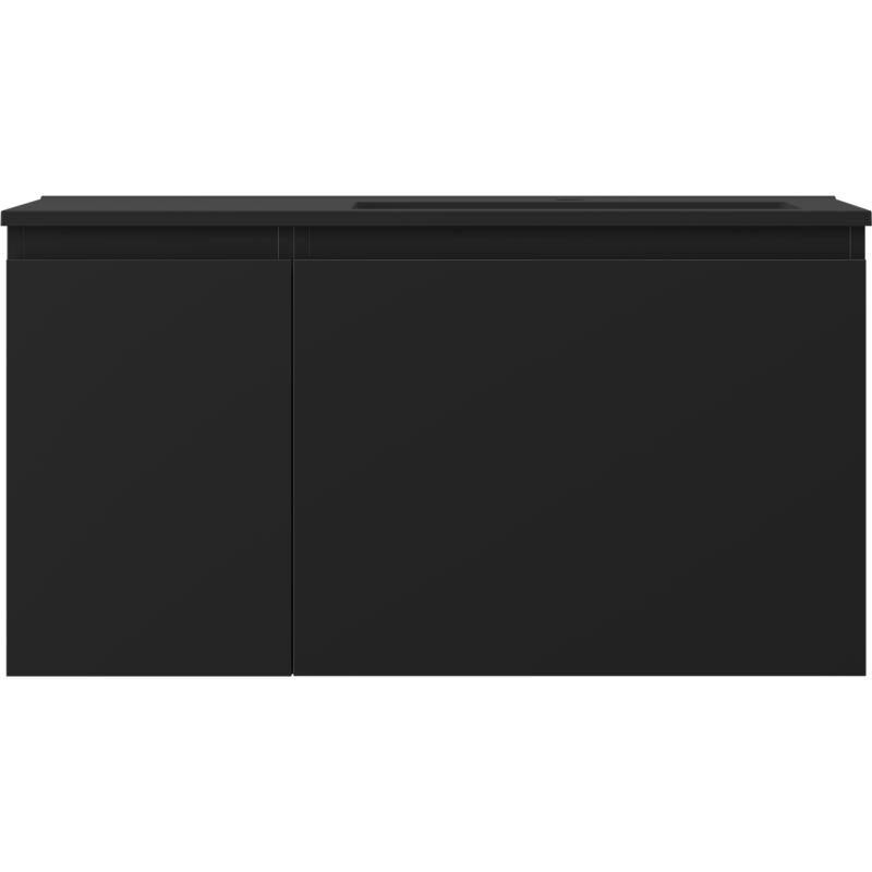 Mexen Orio meuble de salle de bain 90 cm avec lavabo Otis droit, 1S, 1D, noir mat - 91A13-09047-3-BBFF71-W18P71