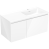 Mexen Orio meuble de salle de bain 100 cm avec lavabo Otis à droite, 1S, 1D, blanc brillant - 91A13-10047-3-BBFF00-W18P00
