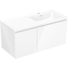 Mexen Orio meuble de salle de bains 100 cm avec lavabo Otis droit, 1S, 1D, blanc brillant - 91A13-10047-3-BBFF00-W18P00