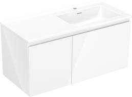 Mexen Orio meuble de salle de bain 100 cm avec lavabo Otis à droite, 1S, 1D, blanc brillant - 91A13-10047-3-BBFF00-W18P00