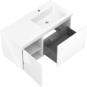 Mexen Orio meuble de salle de bain 100 cm avec lavabo Otis à droite, 1S, 1D, blanc brillant - 91A13-10047-3-BBFF00-W18P00
