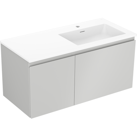 Mexen Orio meuble de salle de bains 100 cm avec lavabo Otis à droite, 1S, 1D, gris mat/blanc mat - 91A13-10047-3-BBFF62-W18P01