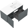 Mexen Orio meuble de salle de bain 100 cm avec lavabo Otis droit, 1S, 1D, graphite mat/blanc mat - 91A13-10047-3-BBFF66-W18P01