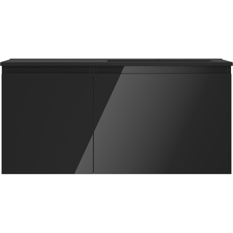 Mexen Orio armoire de salle de bain 100 cm avec lavabo Otis droit, 1S, 1D, noir brillant/noir mat - 91A13-10047-3-BBFF70-W18P71