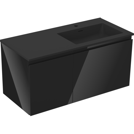 Mexen Orio armoire de salle de bain 100 cm avec lavabo Otis droit, 1S, 1D, noir brillant/noir mat - 91A13-10047-3-BBFF70-W18P71