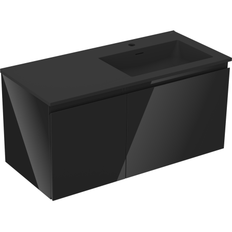 Mexen Orio meuble de salle de bains 100 cm avec lavabo Otis droit, 1S, 1D, noir brillant/noir mat - 91A13-10047-3-BBFF70-W18P71