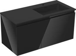 Mexen Orio armoire de salle de bain 100 cm avec lavabo Otis droit, 1S, 1D, noir brillant/noir mat - 91A13-10047-3-BBFF70-W18P71