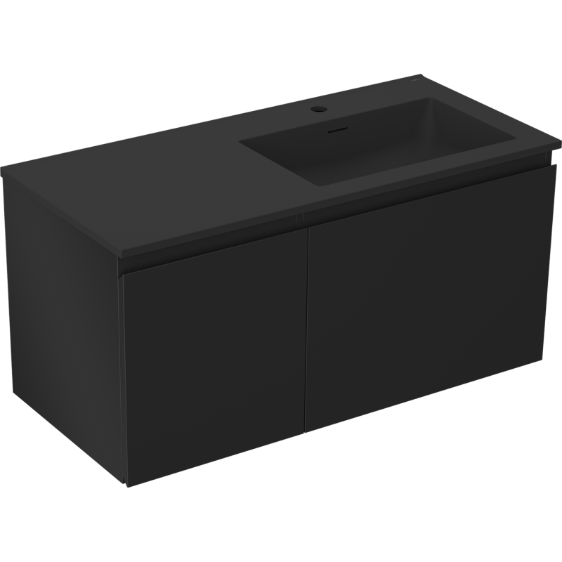 Mexen Orio armoire de salle de bains 100 cm avec lavabo Otis à droite, 1S, 1D, noir mat - 91A13-10047-3-BBFF71-W18P71