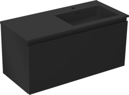Mexen Orio meuble de salle de bain 100 cm avec lavabo Otis droit, 1T, 1P, noir mat - 91A13-10047-3-BBFF71-W18P71