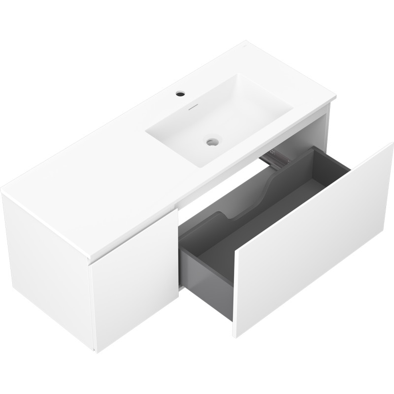 Mexen Orio armoire de salle de bain 120 cm avec lavabo Otis à droite, 1S, 1D, blanc mat - 91A13-12047-3-BBFF01-W18P01