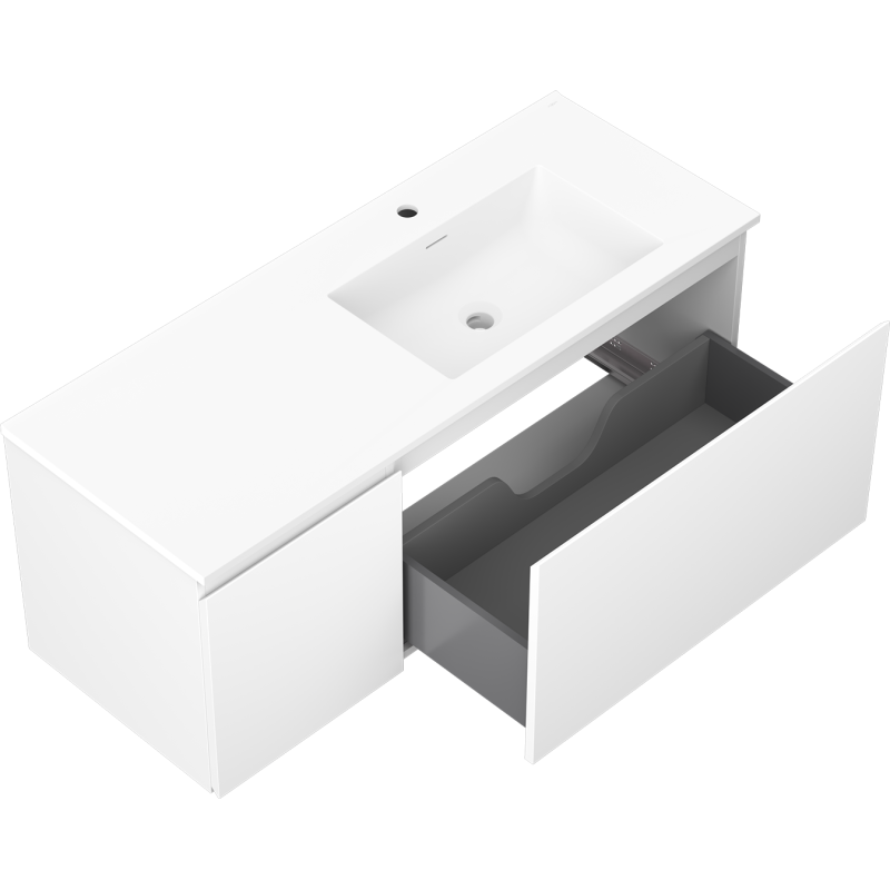 Mexen Orio meuble de salle de bain 120 cm avec lavabo Otis droit, 1S, 1D, blanc mat - 91A13-12047-3-BBFF01-W18P01