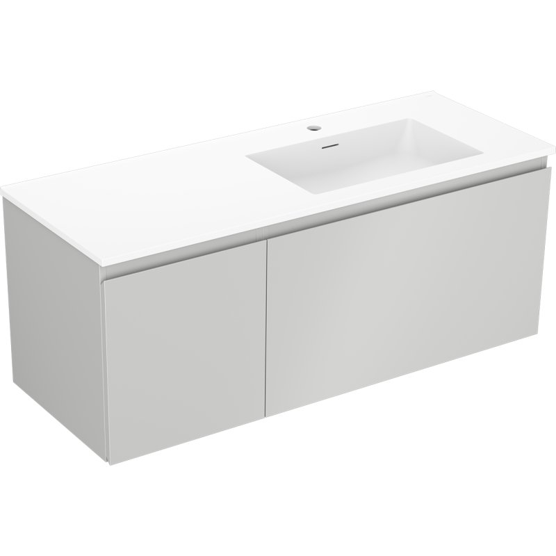Mexen Orio armoire de salle de bain 120 cm avec lavabo Otis à droite, 1S, 1D, gris mat/blanc mat - 91A13-12047-3-BBFF62-W18P01