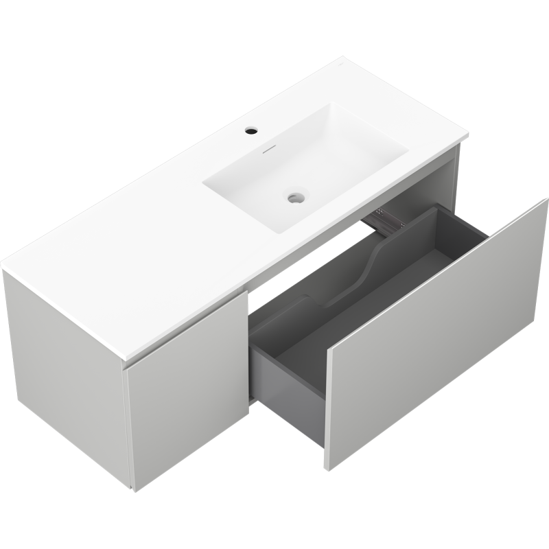 Mexen Orio armoire de salle de bain 120 cm avec lavabo Otis à droite, 1S, 1D, gris mat/blanc mat - 91A13-12047-3-BBFF62-W18P01