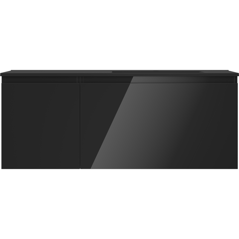 Mexen Orio armoire de salle de bain 120 cm avec lavabo Otis à droite, 1S, 1D, noir brillant/noir mat