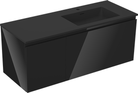 Mexen Orio armoire de salle de bain 120 cm avec lavabo Otis à droite, 1S, 1D, noir brillant/noir mat