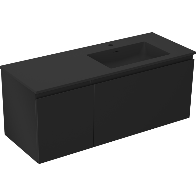 Mexen Orio meuble de salle de bains 120 cm avec lavabo Otis à droite, 1S, 1D, noir mat - 91A13-12047-3-BBFF71-W18P71