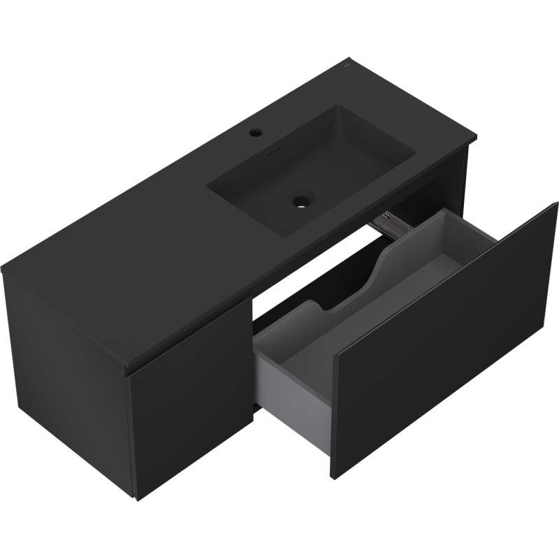 Mexen Orio armoire de salle de bain 120 cm avec lavabo Otis droit, 1S, 1D, noir mat - 91A13-12047-3-BBFF71-W18P71