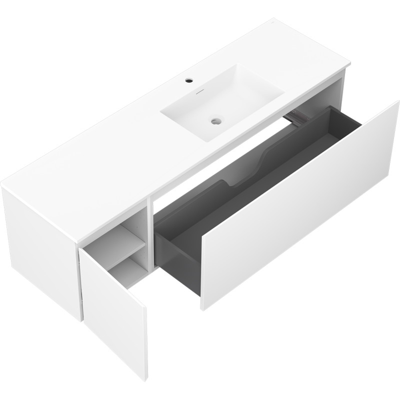 Mexen Orio armoire de salle de bain 160 cm avec lavabo Otis droit, 1S, 1D, blanc mat - 91A13-16047-3-BBFF01-W18P01