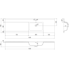 Mexen Orio meuble de salle de bains 160 cm avec lavabo Otis droit, 1S, 1D, gris mat/blanc mat - 91A13-16047-3-BBFF62-W18P01
