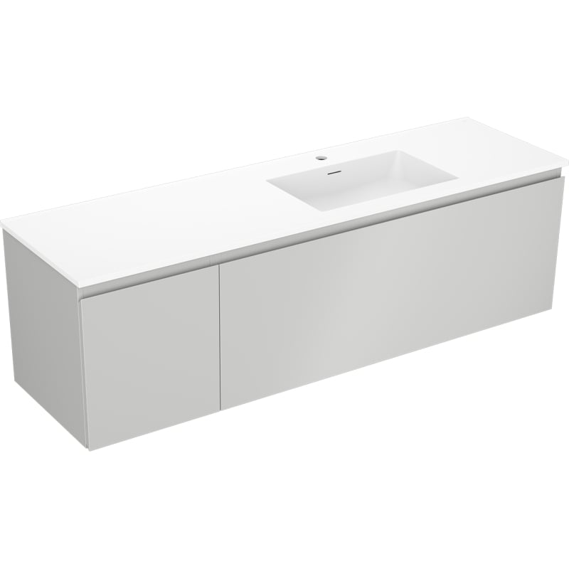 Mexen Orio armoire de salle de bains 160 cm avec lavabo Otis à droite, 1T, 1P, gris mat/blanc mat - 91A13-16047-3-BBFF62-W18P01