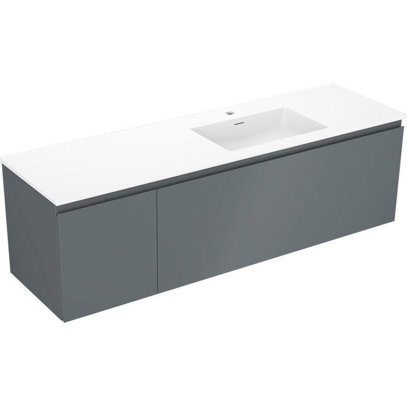 Mexen Orio armoire de salle de bain 160 cm avec lavabo Otis droit, 1S, 1D, graphite mat/blanc mat - 91A13-16047-3-BBFF66-W18P01