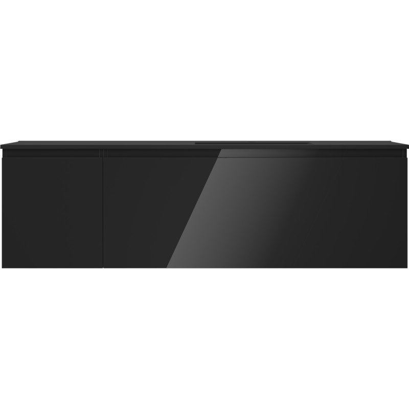Mexen Orio meuble de salle de bain 160 cm avec lavabo Otis droit, 1T, 1P, noir brillant/noir mat - 91A13-16047-3-BBFF70-W18P71