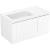 Mexen Rivel armoire de salle de bain 90 cm avec lavabo Otis gauche, 1S, 1D, rainuré, blanc mat - 91A23-09047-3-BBFF01-W18L01