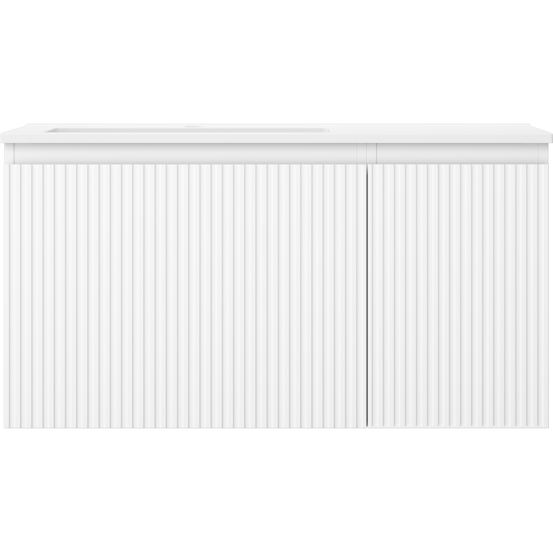 Mexen Rivel armoire de salle de bain 90 cm avec lavabo Otis gauche, 1S, 1D, rainuré, blanc mat - 91A23-09047-3-BBFF01-W18L01