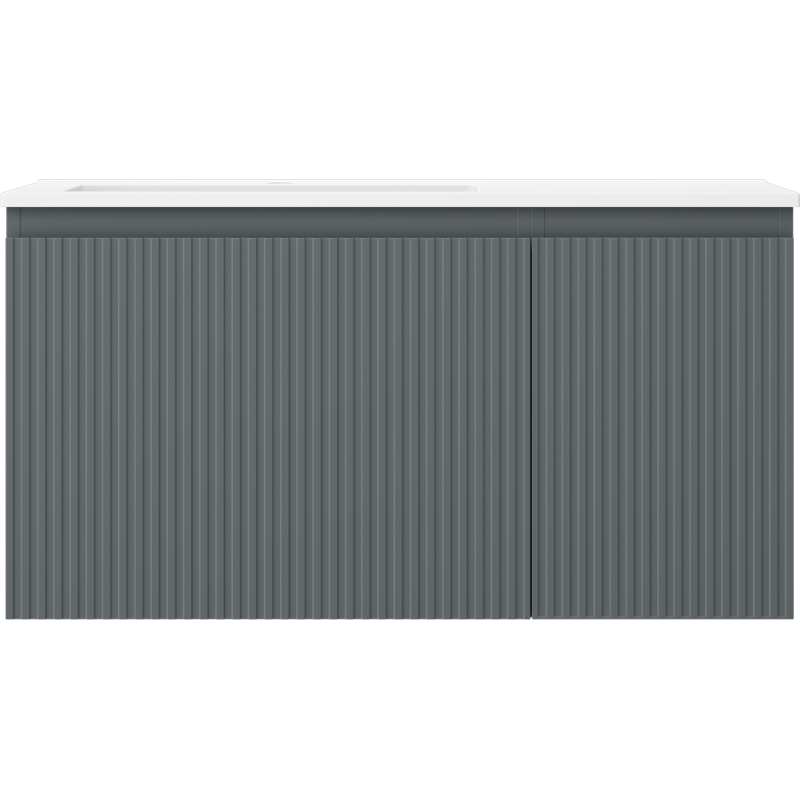 Mexen Rivel meuble de salle de bain 90 cm avec lavabo Otis gauche, 1S, 1D, rainuré, graphite mat/blanc mat