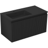 Mexen Rivel meuble de salle de bain 90 cm avec lavabo Otis gauche, 1S, 1P, rainuré, noir mat - 91A23-09047-3-BBFF71-W18L71
