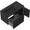 Mexen Rivel meuble de salle de bain 90 cm avec lavabo Otis gauche, 1S, 1P, rainuré, noir mat - 91A23-09047-3-BBFF71-W18L71