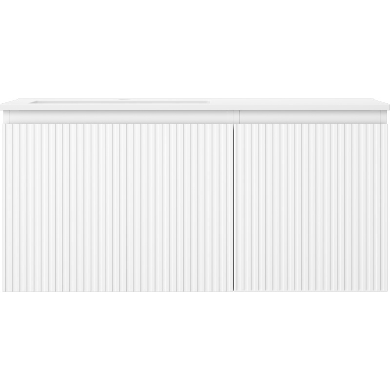 Mexen Rivel meuble de salle de bains 100 cm avec lavabo Otis à gauche, 1S, 1D, rainuré, blanc mat - 91A23-10047-3-BBFF01-W18L01