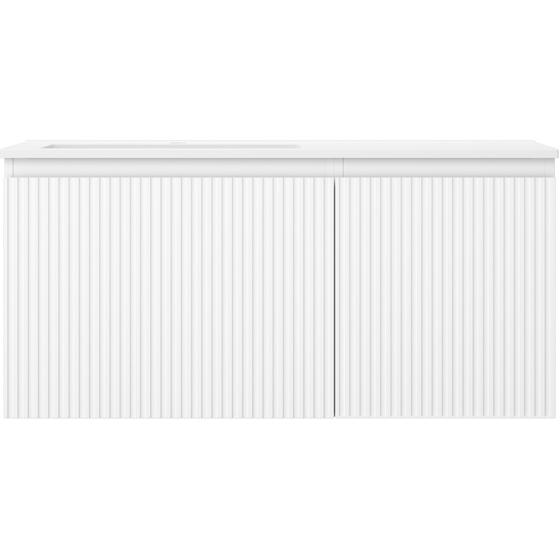 Mexen Rivel meuble de salle de bains 100 cm avec lavabo Otis à gauche, 1S, 1D, rainuré, blanc mat