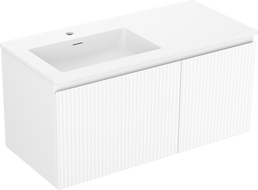 Mexen Rivel meuble de salle de bains 100 cm avec lavabo Otis à gauche, 1S, 1D, rainuré, blanc mat - 91A23-10047-3-BBFF01-W18L01