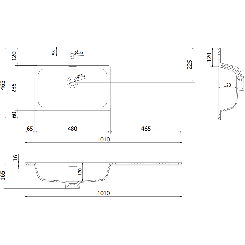 Mexen Rivel armoire de salle de bain 100 cm avec lavabo Otis gauche, 1S, 1D, rainurée, gris mat/blanc mat