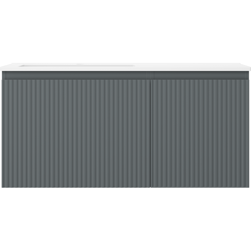 Mexen Rivel meuble de salle de bain 100 cm avec lavabo Otis gauche, 1T, 1P, rainuré, graphite mat/blanc mat