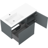 Mexen Rivel meuble de salle de bain 100 cm avec lavabo Otis gauche, 1T, 1P, rainuré, graphite mat/blanc mat