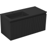 Mexen Rivel meuble de salle de bain 100 cm avec lavabo Otis gauche, 1S, 1D, rainuré, noir mat - 91A23-10047-3-BBFF71-W18L71