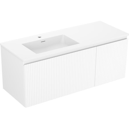 Mexen Rivel armoire de salle de bain 120 cm avec lavabo Otis gauche, 1S, 1D, rainurée, blanc mat - 91A23-12047-3-BBFF01-W18L01