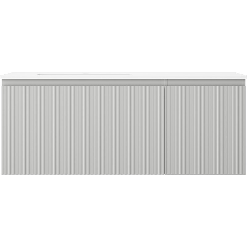 Mexen Rivel armoire de salle de bain 120 cm avec lavabo Otis gauche, 1S, 1D, rainurée, gris mat/blanc mat