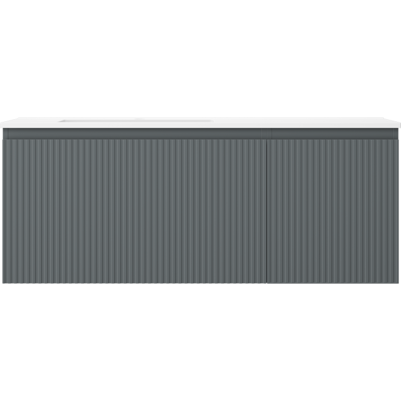 Mexen Rivel meuble de salle de bain 120 cm avec lavabo Otis gauche, 1S, 1D, rainuré, graphite mat/blanc mat